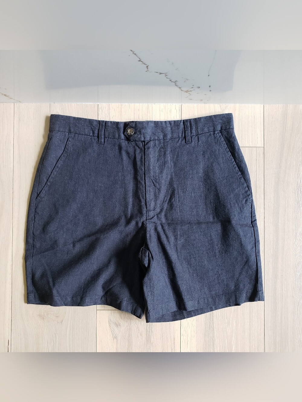 Marine Layer 7" Hemp Resort Short Mens 32 Navy Flat Front